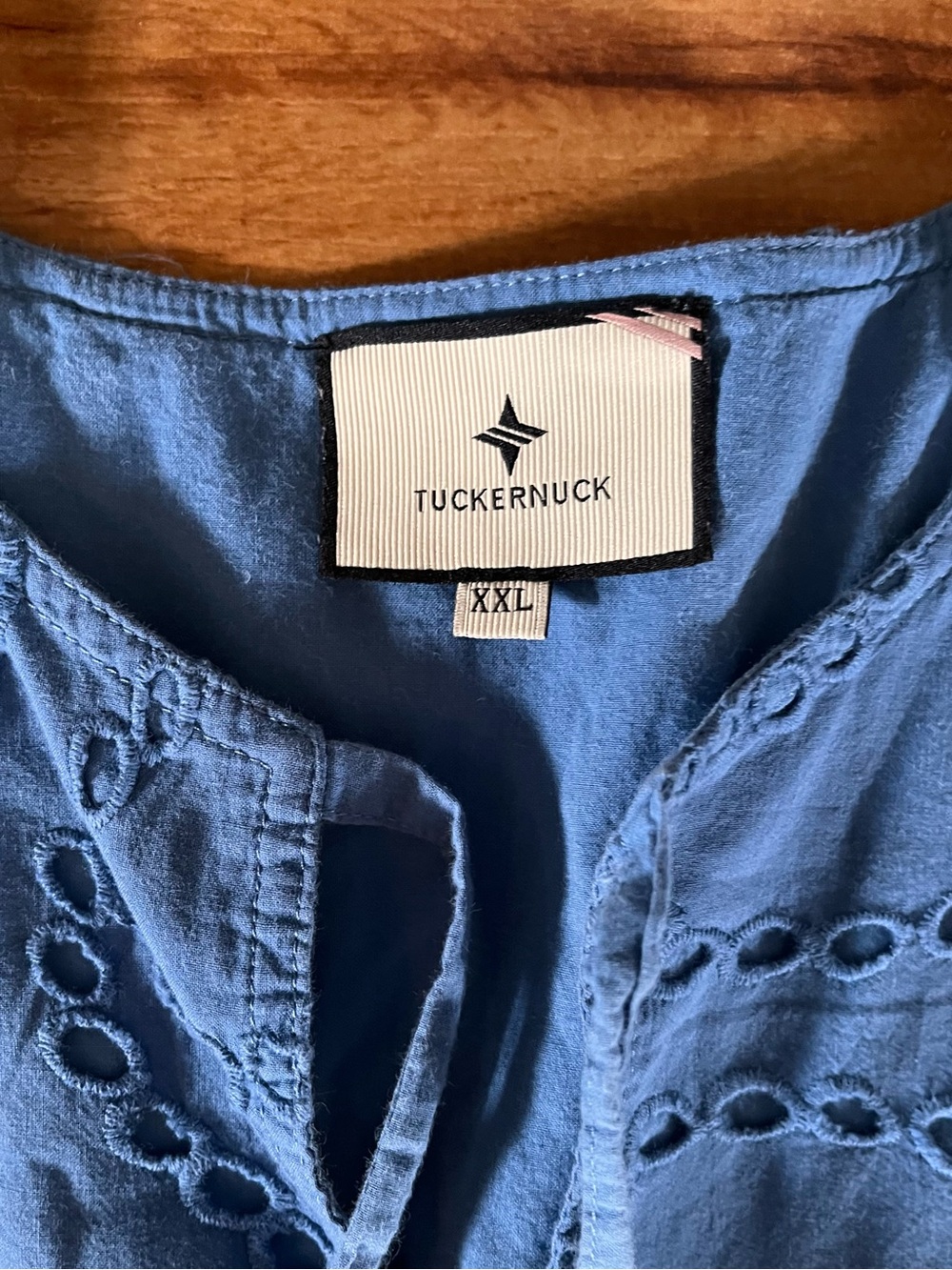 Tuckernuck Cotton Grecian Blue Eyelet Kenway Blouse XXL - Picture 6 of 16